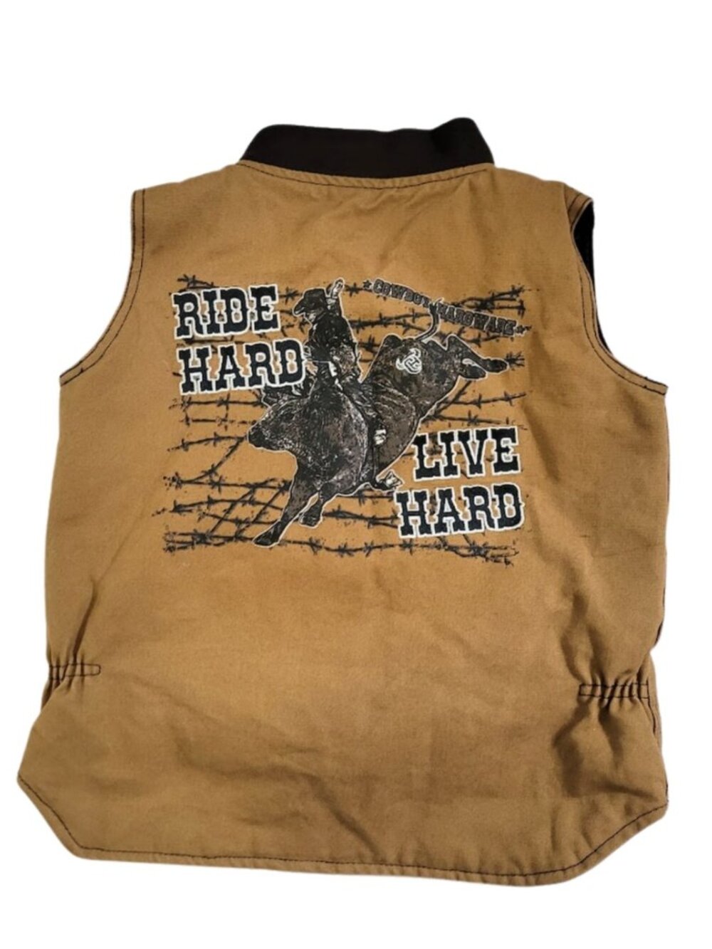 COWBOY HARDWARE Tan Insulated Canvas Vest - Boys Size M (10-12)